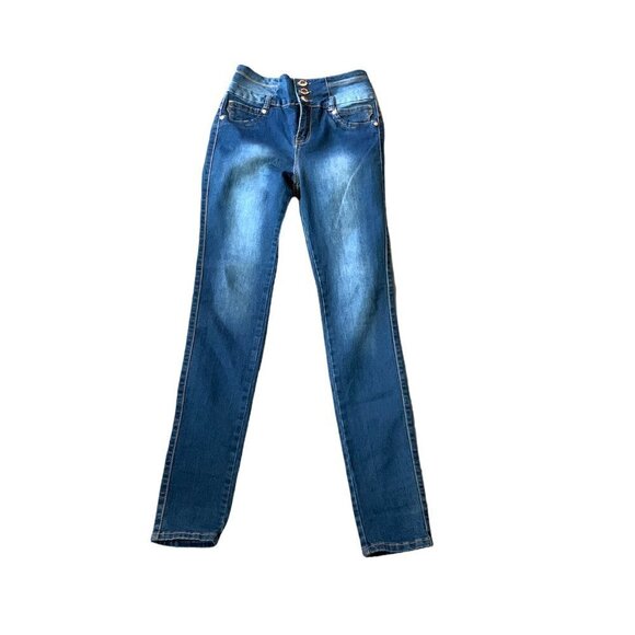 Mitzi Michel Sz 7 High Waisted 3-Button Stretch Skinny Jeans 9B - Picture 2 of 9